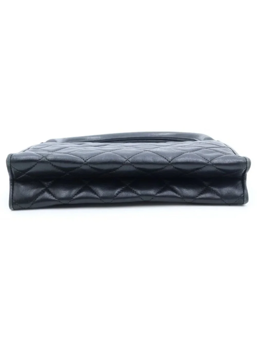 Chanel Quilted Kiss Lock Mini Bag Black Lambskin Gold